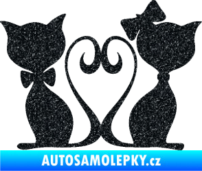 Samolepka Kočky love 002 levá spletené ocásky Ultra Metalic černá
