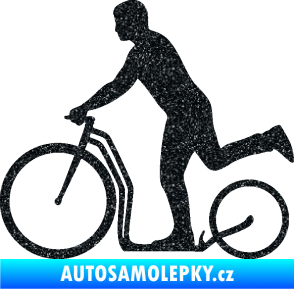 Samolepka Koloběžka 001 levá jízda  Ultra Metalic černá