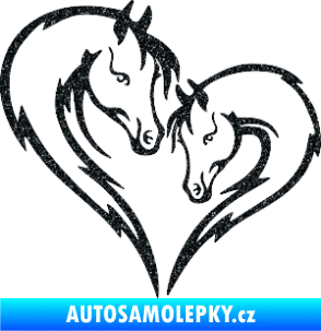 Samolepka Koníci 002 - levá srdíčko kůň s hříbátkem Ultra Metalic černá