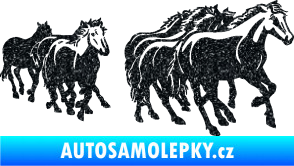 Samolepka Koníci 005 stádo pravá Ultra Metalic černá