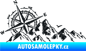 Samolepka Krajina hory 043 levá s kompasem Ultra Metalic černá
