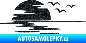 Samolepka Krajina moře 003 levá západ slunce odraz na hladině Ultra Metalic černá