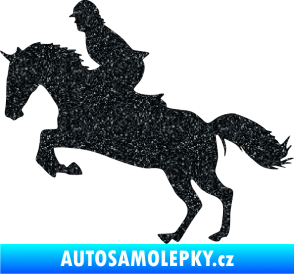 Samolepka Kůň 014 levá skok s jezdcem Ultra Metalic černá