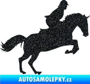 Samolepka Kůň 014 pravá skok s jezdcem Ultra Metalic černá