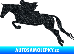 Samolepka Kůň 015 levá skok s jezdcem Ultra Metalic černá