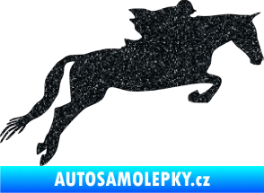 Samolepka Kůň 015 pravá skok s jezdcem Ultra Metalic černá