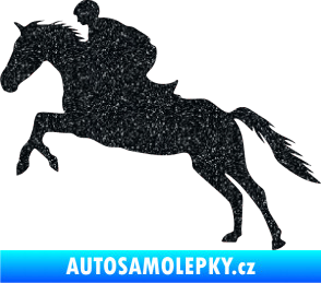 Samolepka Kůň 019 levá jezdec v sedle Ultra Metalic černá