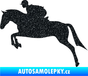 Samolepka Kůň 020 levá skok s jezdcem Ultra Metalic černá