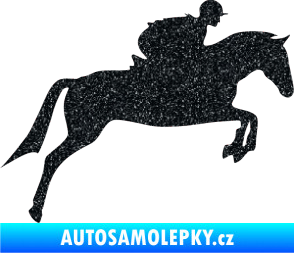 Samolepka Kůň 020 pravá skok s jezdcem Ultra Metalic černá