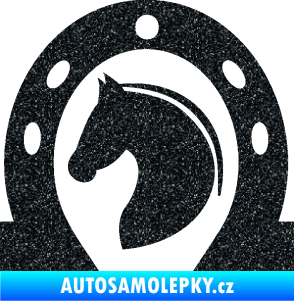 Samolepka Kůň 034 levá podkova Ultra Metalic černá