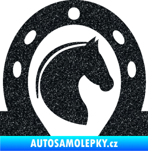 Samolepka Kůň 034 pravá podkova Ultra Metalic černá