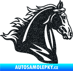 Samolepka Kůň 058 pravá hlava s hřívou Ultra Metalic černá
