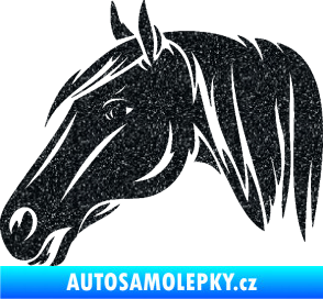 Samolepka Kůň 065 levá hlava s hřívou Ultra Metalic černá