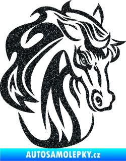 Samolepka Kůň 069 pravá hlava s hřívou Ultra Metalic černá