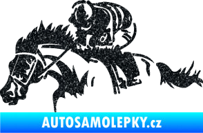 Samolepka Kůň 075 levá závod s jezdcem, dostihy Ultra Metalic černá