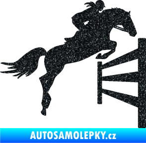 Samolepka Kůň 080 pravá skok přes překážku Ultra Metalic černá