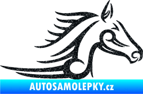 Samolepka Kůň 081 pravá hlava tattoo Ultra Metalic černá