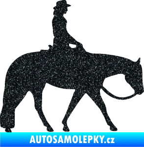 Samolepka Kůň 082 pravá kovbojka na koni Ultra Metalic černá