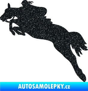 Samolepka Kůň 084 levá s jezdkyní Ultra Metalic černá
