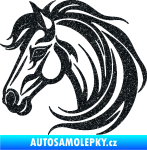 Samolepka Kůň 103 levá hlava Ultra Metalic černá