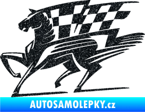 Samolepka Kůň racing 001 levá se šachovnicí Ultra Metalic černá