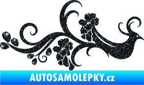 Samolepka Květina dekor 014 pravá páv Ultra Metalic černá