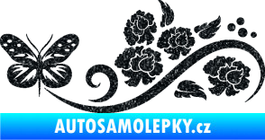 Samolepka Květina dekor 015 levá s motýlem Ultra Metalic černá