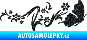 Samolepka Květina dekor 028 pravá s motýlkem Ultra Metalic černá