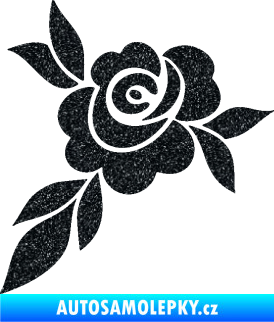 Samolepka Květina dekor 043 levá  květ růže s listy Ultra Metalic černá