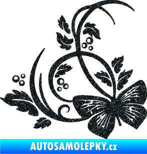 Samolepka Květina dekor 046 levá motýl Ultra Metalic černá