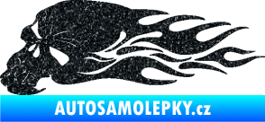 Samolepka Lebka 050 levá v plamenech Ultra Metalic černá