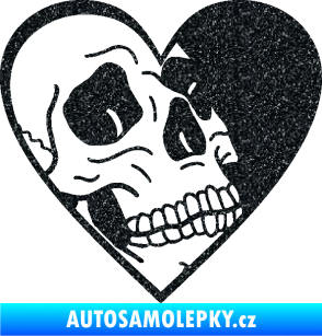 Samolepka Lebka 062 pravá v srdíčku Ultra Metalic černá