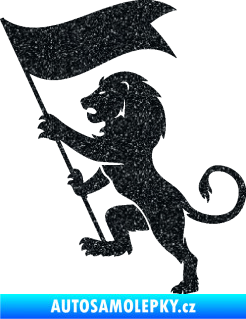 Samolepka Lev heraldika 005 levá s praporem Ultra Metalic černá