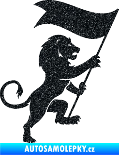 Samolepka Lev heraldika 005 pravá s praporem Ultra Metalic černá