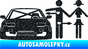 Samolepka Love car like sex levá Ultra Metalic černá