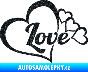 Samolepka Love nápis se srdíčky Ultra Metalic černá
