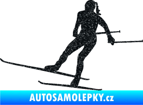 Samolepka Lyžařka 001 levá běh na lyžích Ultra Metalic černá