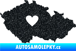 Samolepka Mapa České republiky 002 srdce Ultra Metalic černá