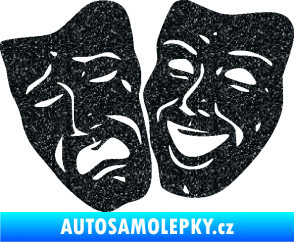 Samolepka Masky tváře 001 levá veselý a smutný Ultra Metalic černá