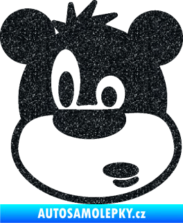 Samolepka Medvěd 003 levá kreslená hlava Ultra Metalic černá