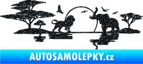 Samolepka Motiv Afrika levá -  zvířata u vody Ultra Metalic černá