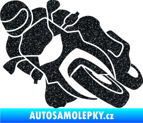 Samolepka Motorka 001 levá silniční motorky Ultra Metalic černá