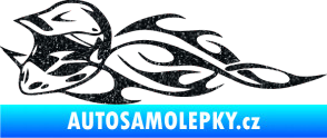 Samolepka Motorka 011 levá helma na motokros v plamenech Ultra Metalic černá