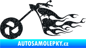 Samolepka Motorka 042 levá plameny Ultra Metalic černá