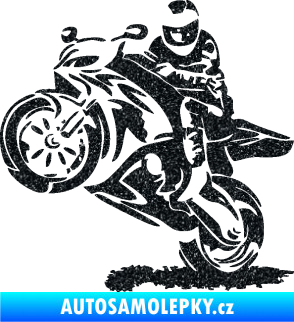 Samolepka Motorkář 010 levá Ultra Metalic černá