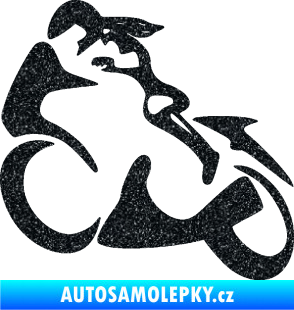 Samolepka Motorkářka 001 levá Ultra Metalic černá