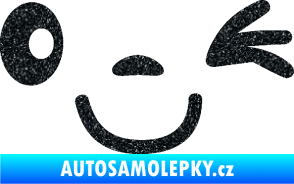 Samolepka Obličej 008 pravá mrkající Ultra Metalic černá