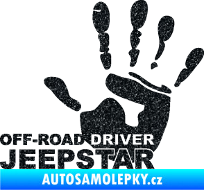 Samolepka Off road driver - Jeep star nápis s rukou Ultra Metalic černá