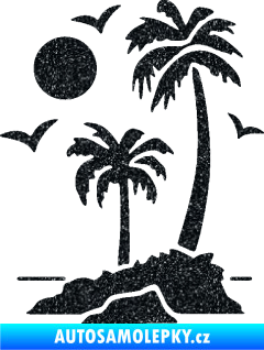 Samolepka Ostrov 002 levá palmy a moře Ultra Metalic černá