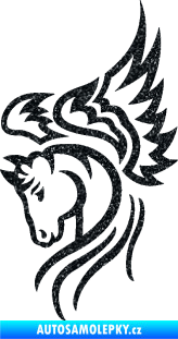 Samolepka Pegas 003 levá okřídlený kůň hlava Ultra Metalic černá